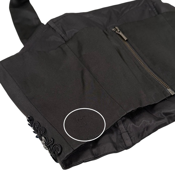 Bebe Size 6 Black Satin Sequin Appliqué Halter Crop Corset Tank Top - Picture 3 of 7